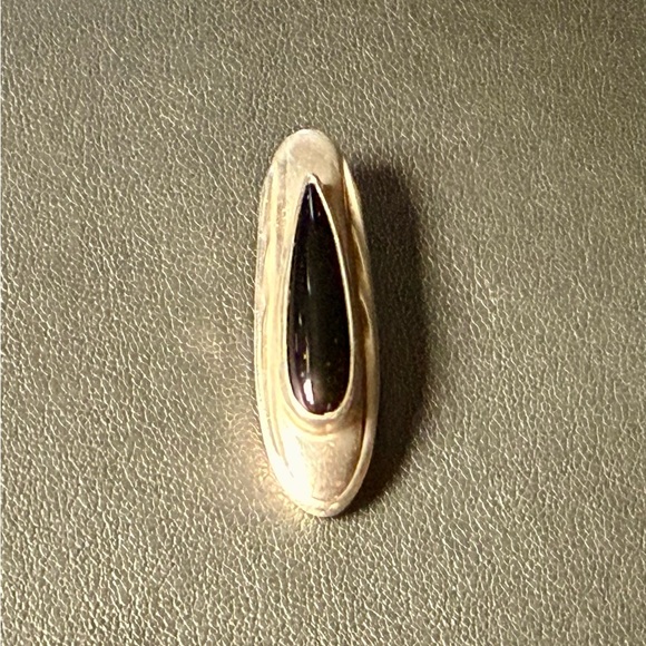 vtg Silver & Onyx Pendant - Picture 1 of 4
